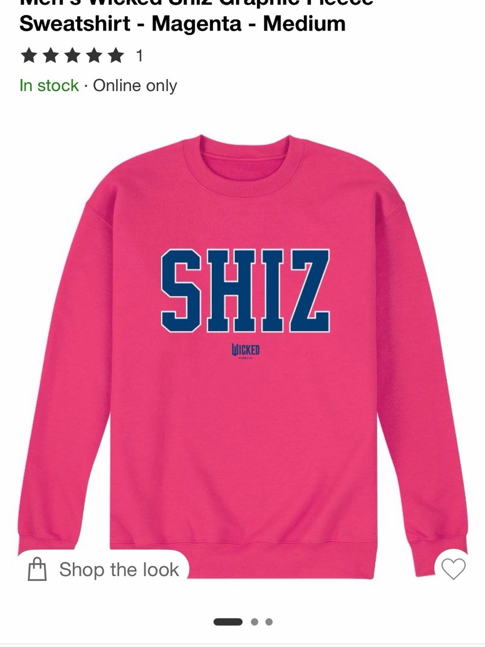 SHIZ Graphic Magenta (pink) Fleece Sweatshirt from Wicked movie